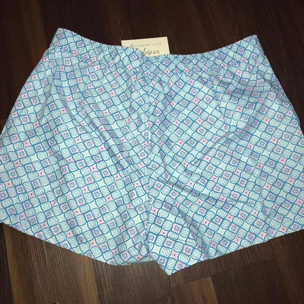 Cabana Life Preppy Geo Print Surf Board Short 50+ UPF NWT
